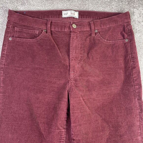 Gap Pants Women’s 14 Cherry Red 70’s Flare High Rise Corduroy Holiday Preppy - Picture 2 of 11